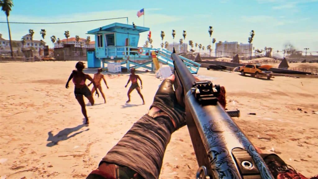 player using gun in dead island 2