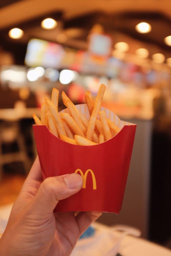 McDonald's fries being held POV