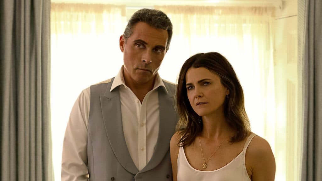 Rufus Sewell and Keri Russell in The Diplomat on Netflix