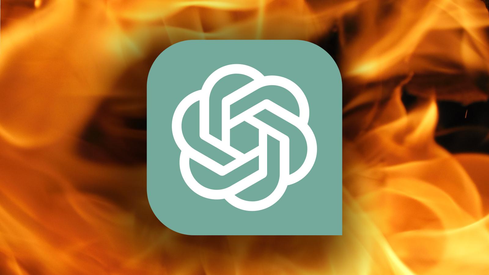 ChatGPT logo with firey background