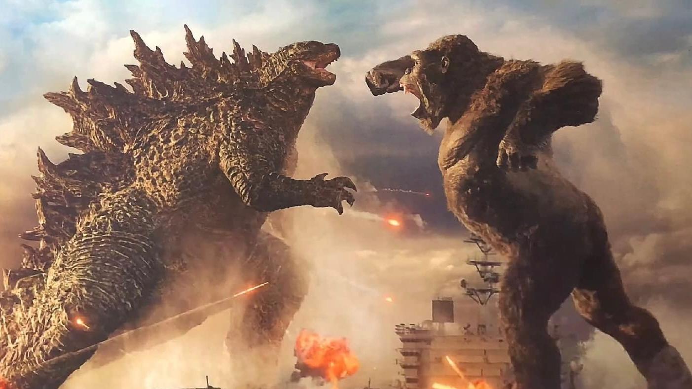 Kong Kong punches Godzilla.