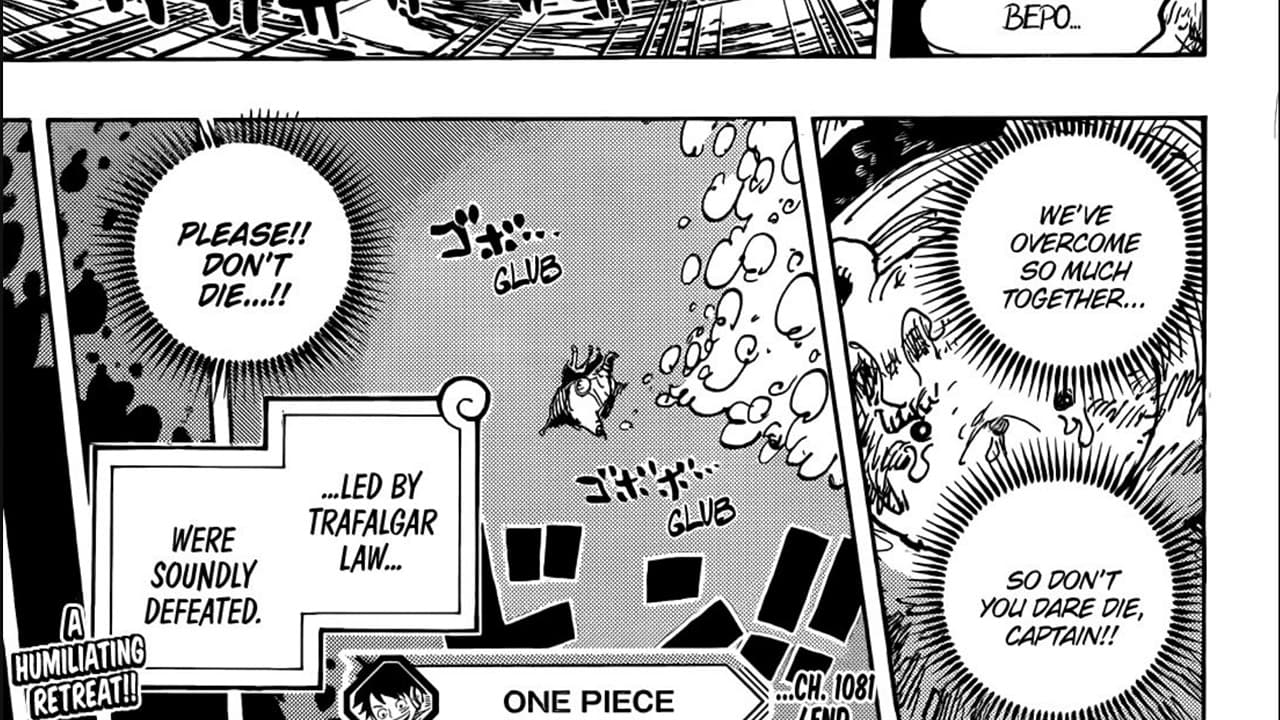An image of the Bepo escaping in One Piece's chapter 1081