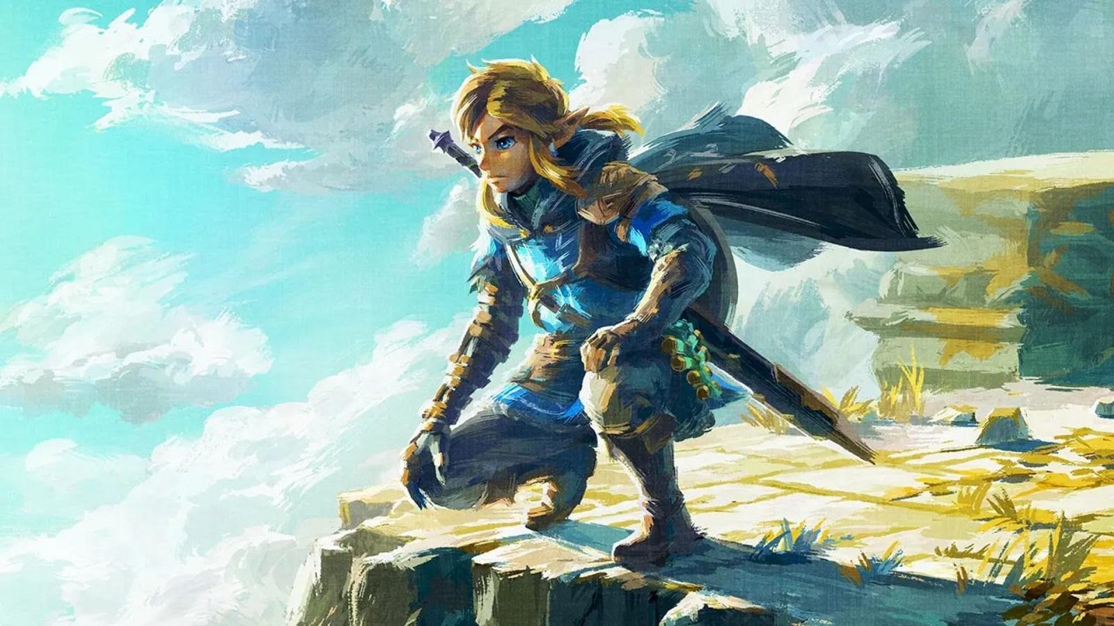 Link crouching in Tears of the Kingdom