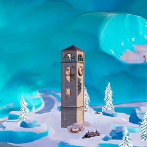 Clock Tower in Ice Cave on Fortnite island