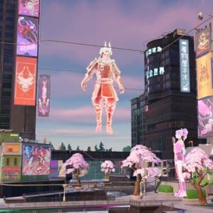 Samurai Hologram in Mega City on Fortnite island