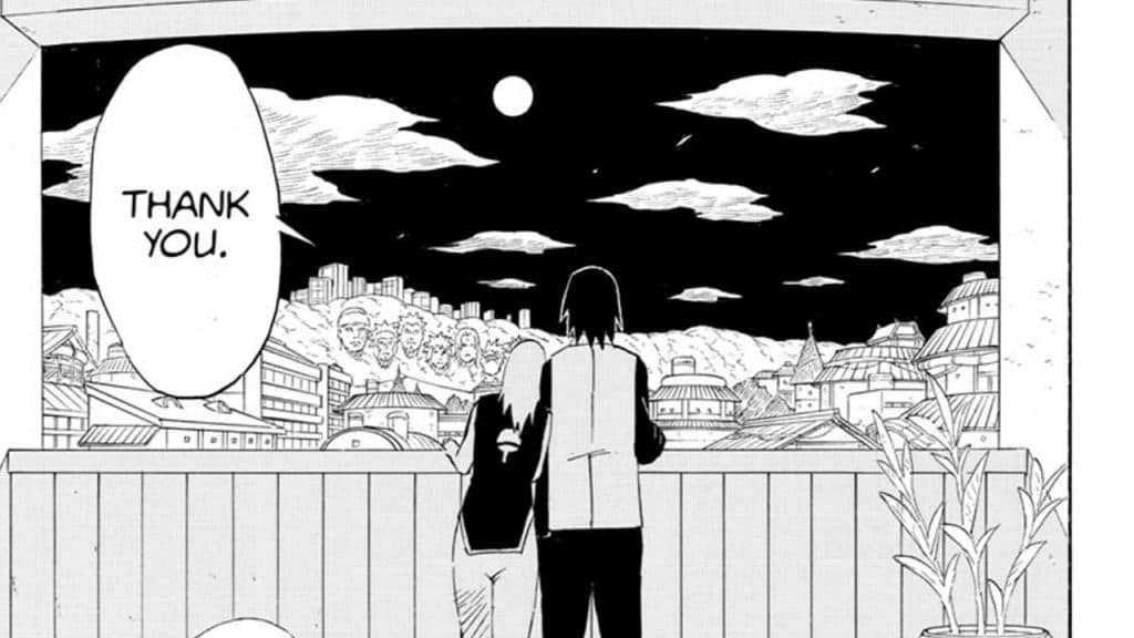 An image from the Sasuke's story ending scene from the manga