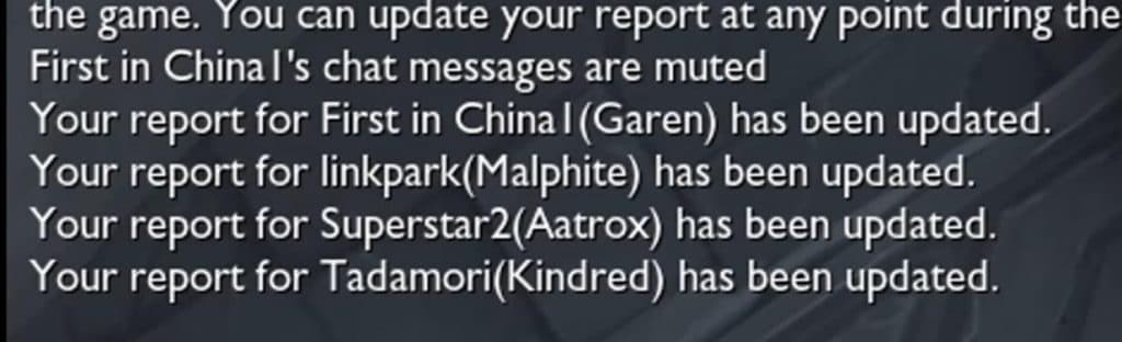 LoL Ingame reporting update feature