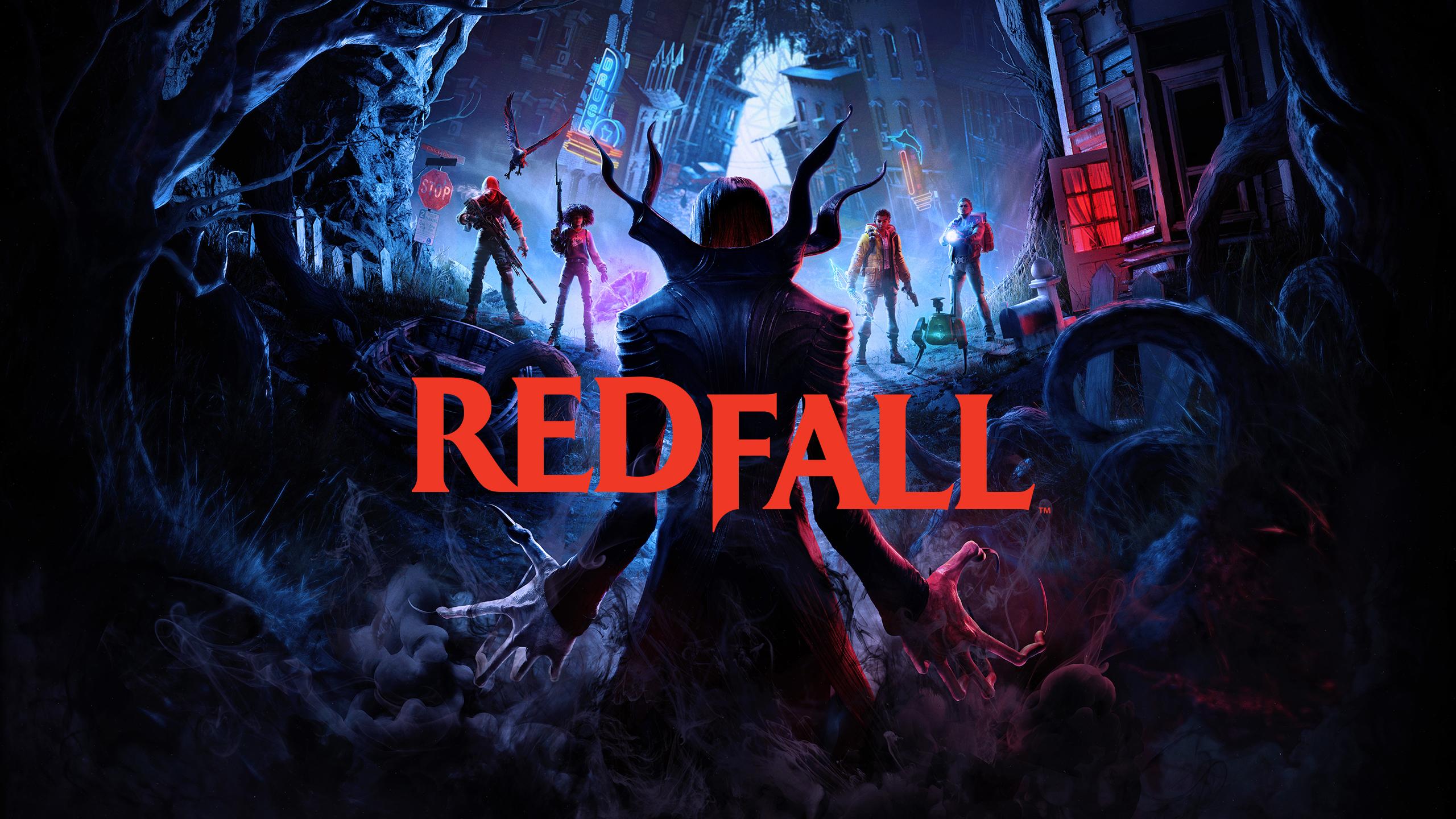 A vampire stands in front of all the redfall characters