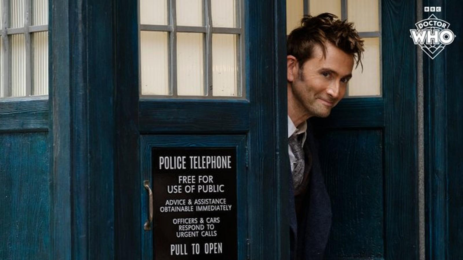 An image of David Tennant as the Fourteenth Doctor in the upcoming Doctor Who 60th anniversary specials.