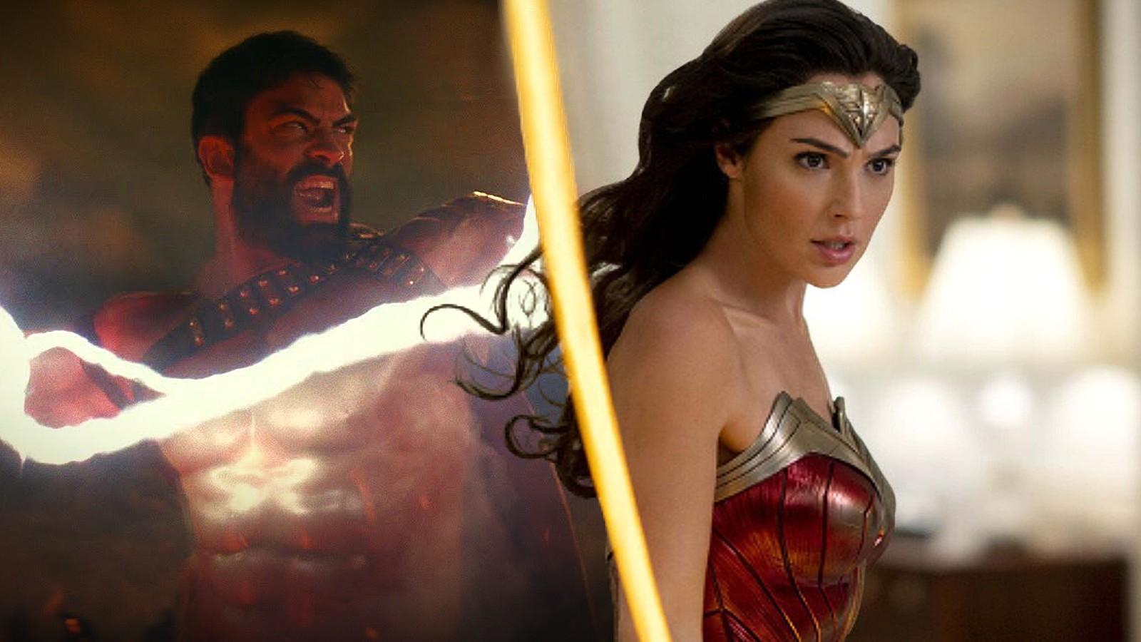 Zeus in Zack Snyder's Justice League and Gal Gadot as Wonder Woman