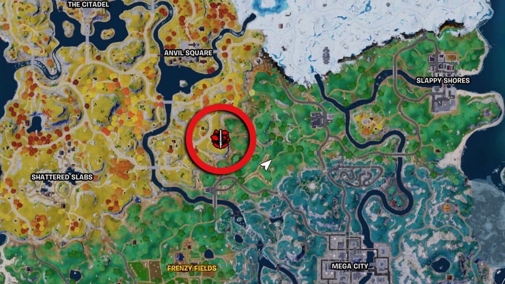 A Rift Gate on the Fortnite map