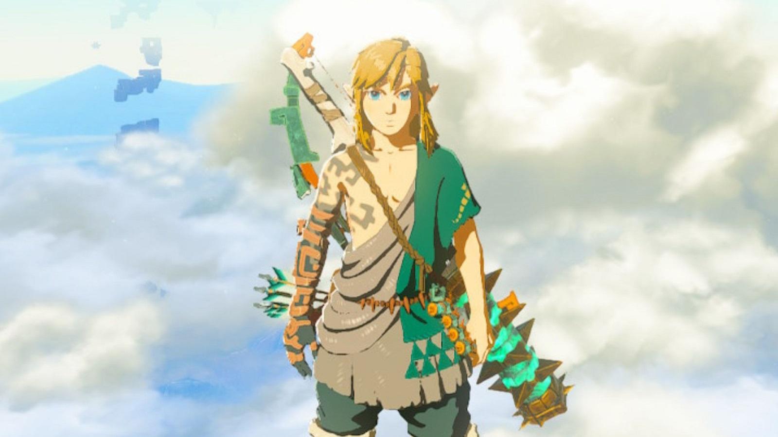 Link standing in the clouds