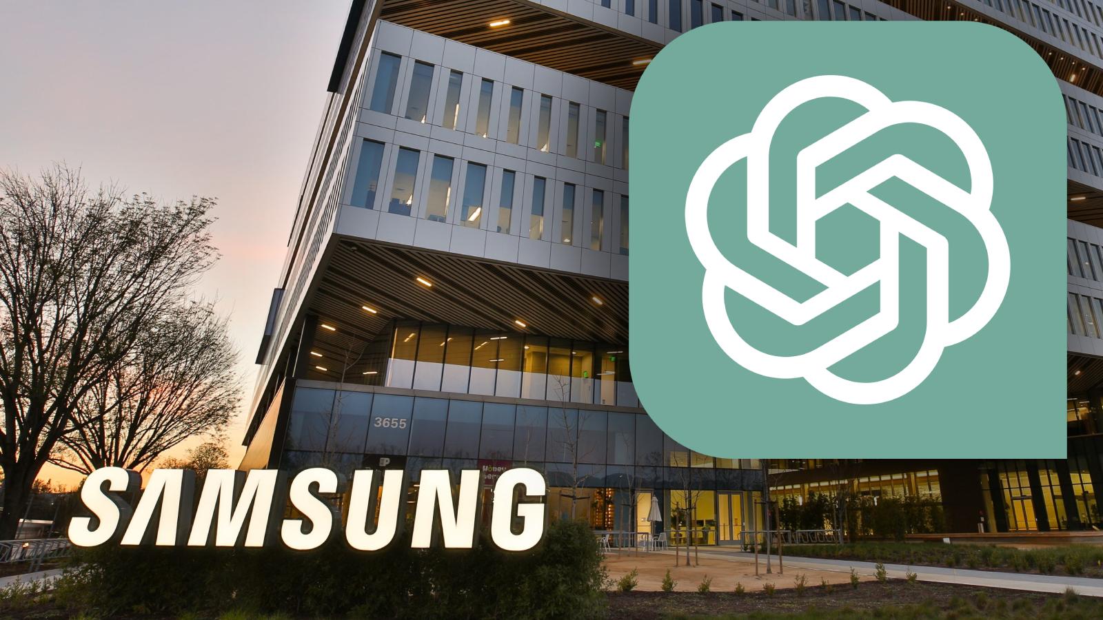 Samsung ChatGPT logo on company HQ
