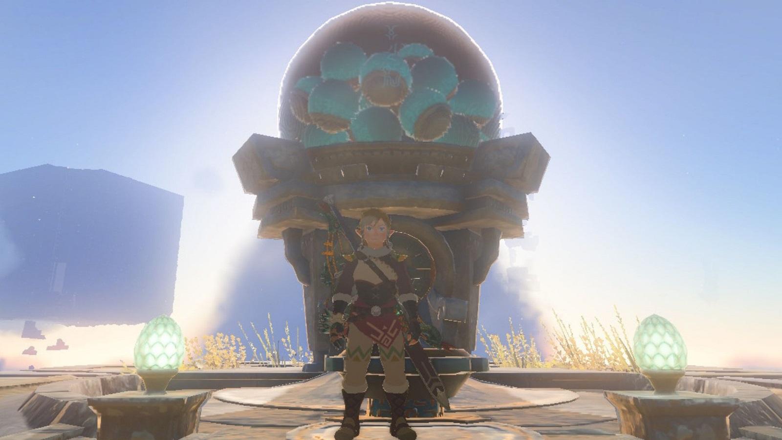 Link standing next to a Zonai Device Dispenser