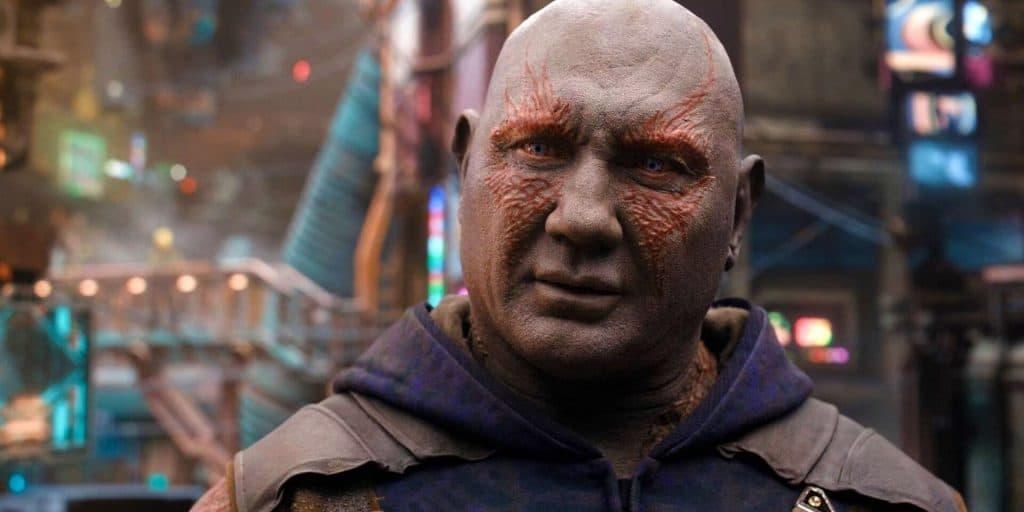 Dave Bautista as Drax in the Guardians of the Galaxy Vol 3 cast