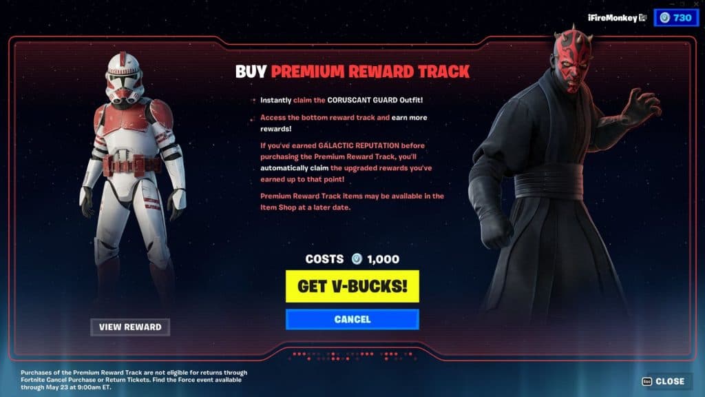 Fortnite Find the Force Premium Reward Track