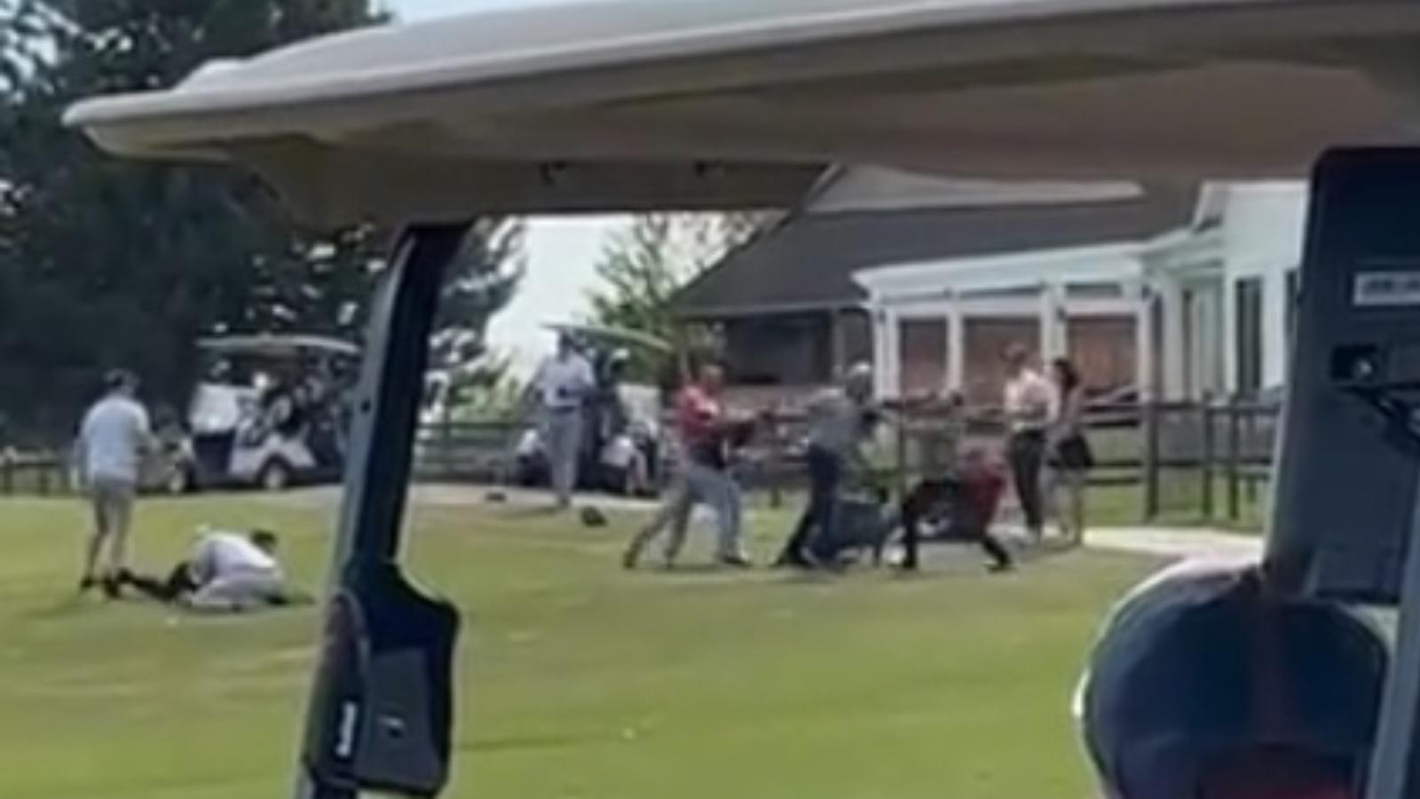 dads fight mma fighters on golf course