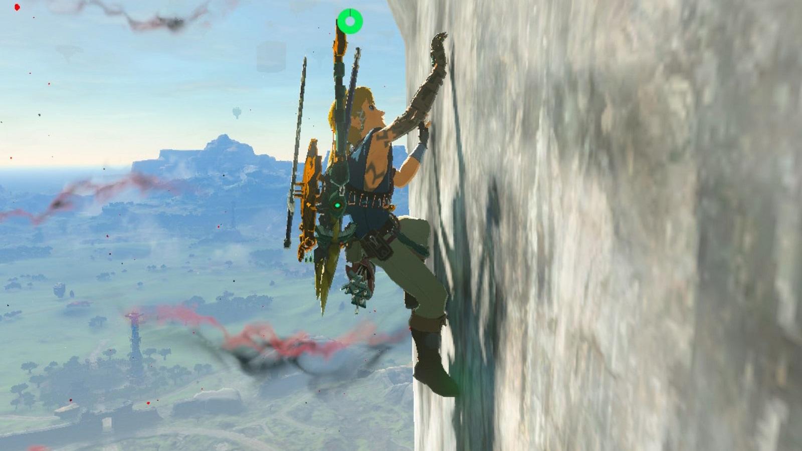 Link climbing a cliff in Tears of the Kingdom