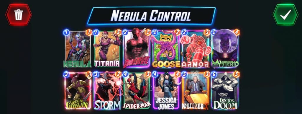 Nebula Control deck in Marvel Snap