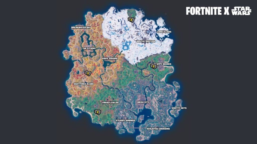 Republic Chests locations on Fortnite Chapter 4 Season 2 island