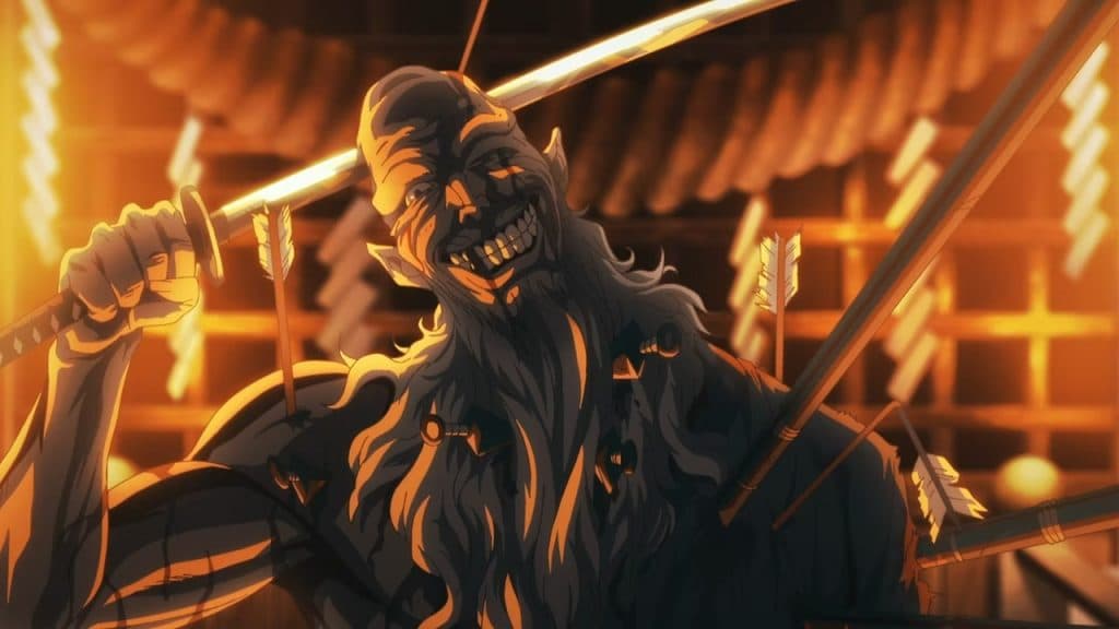 An image of the Village Chief claiming his immortality in Hell's Paradise
