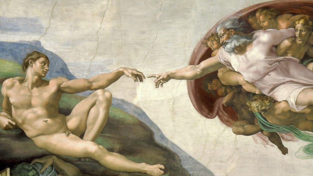 The Creation of Adam by Michaelangelo.