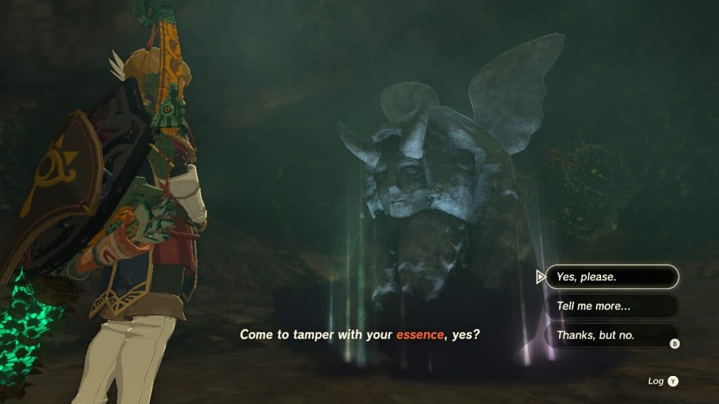 Link talking to the Horned Statue