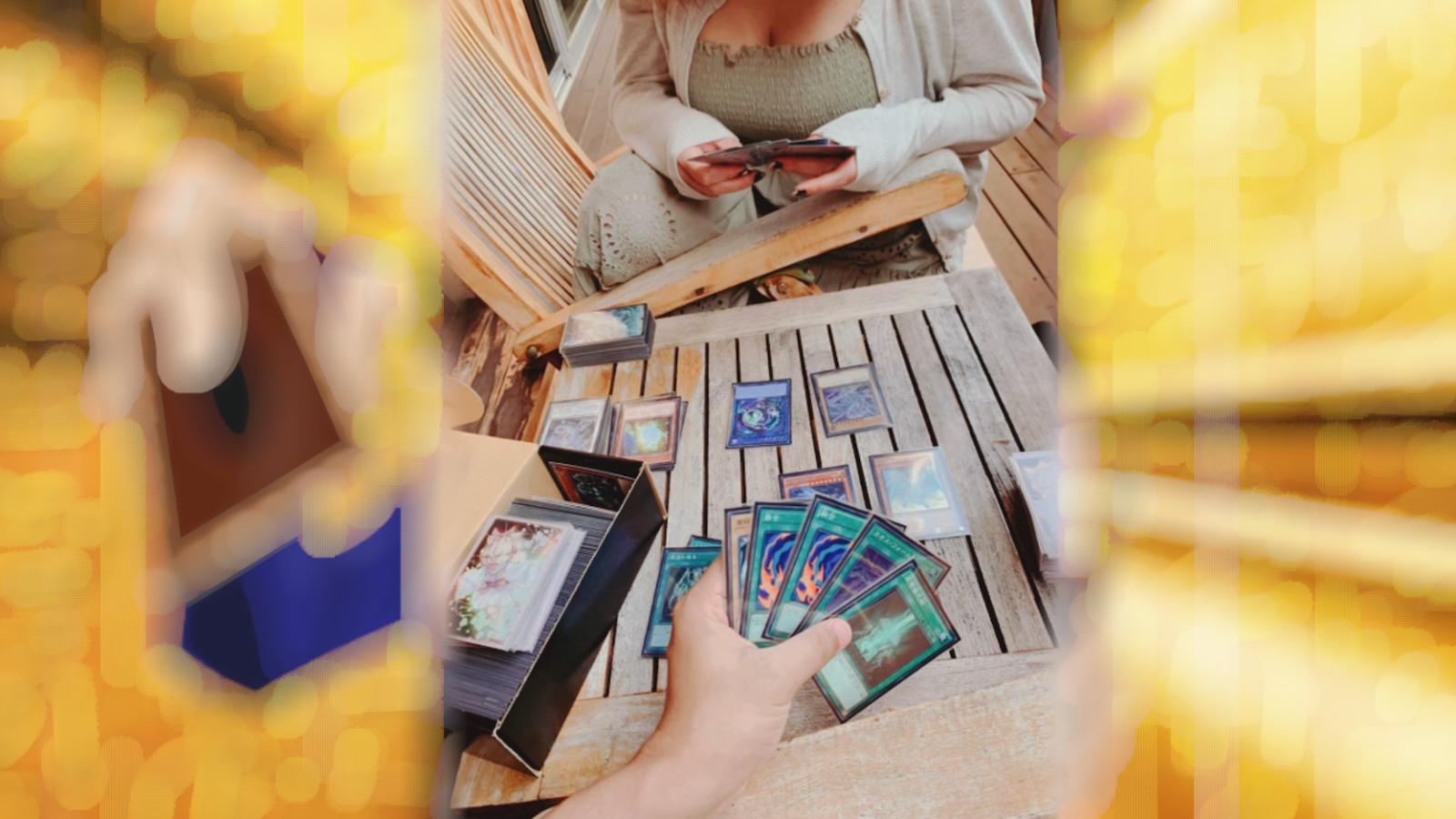 Yu-Gi-Oh! player dueling against a woman