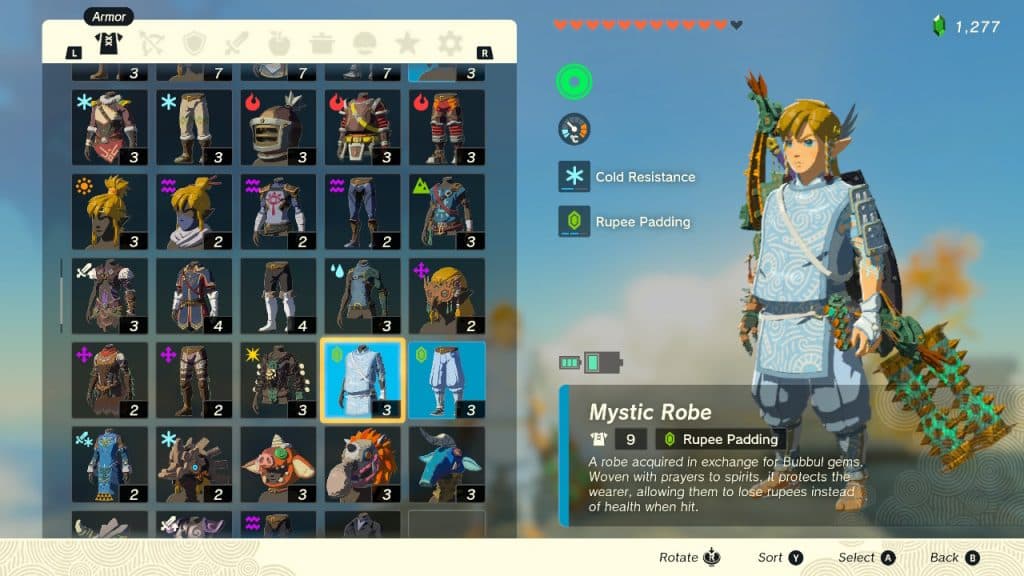 Link wearing the Mystic armor set