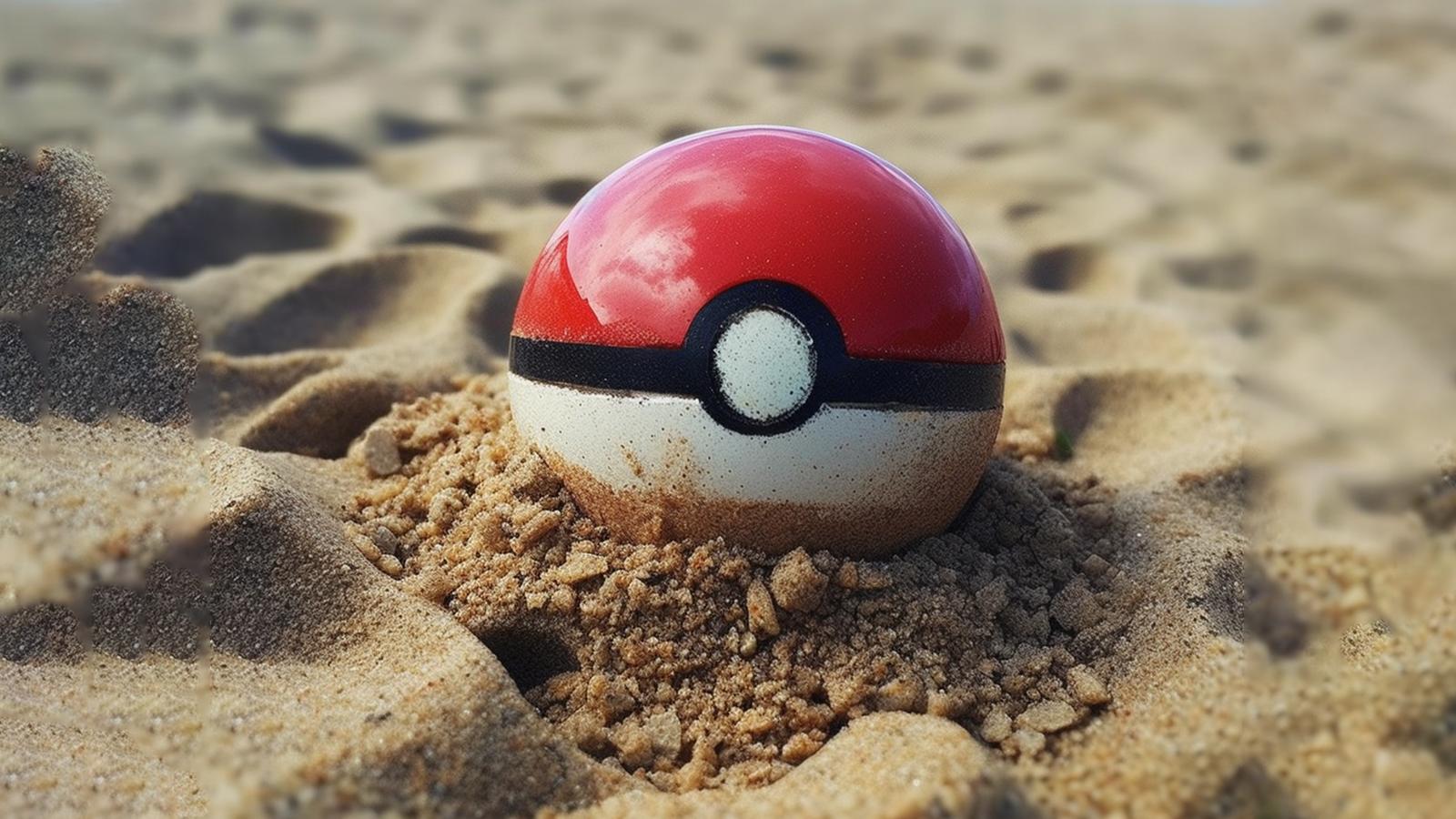 Pokeball left in sand