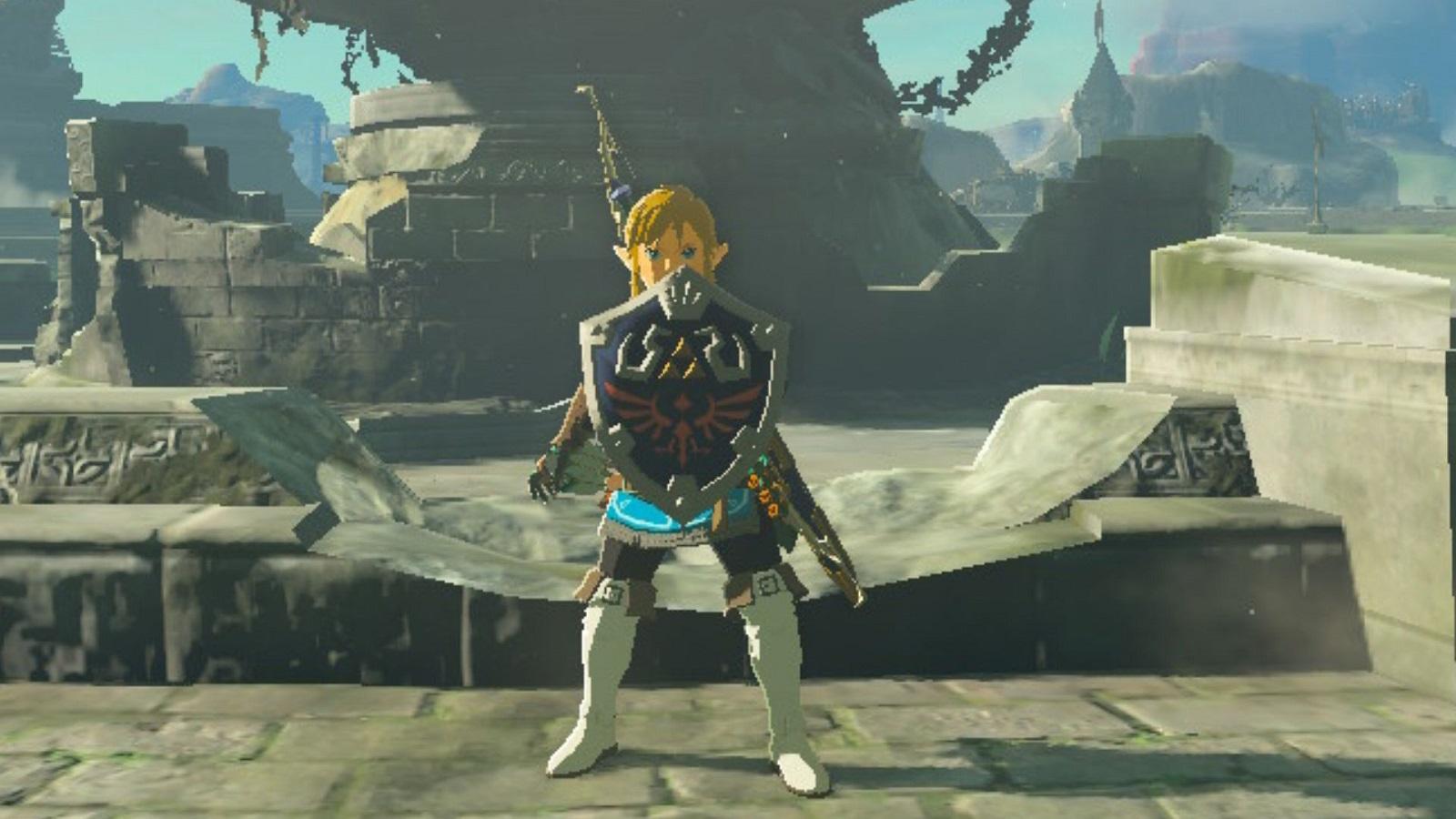 Link wielding the Hylian Shield