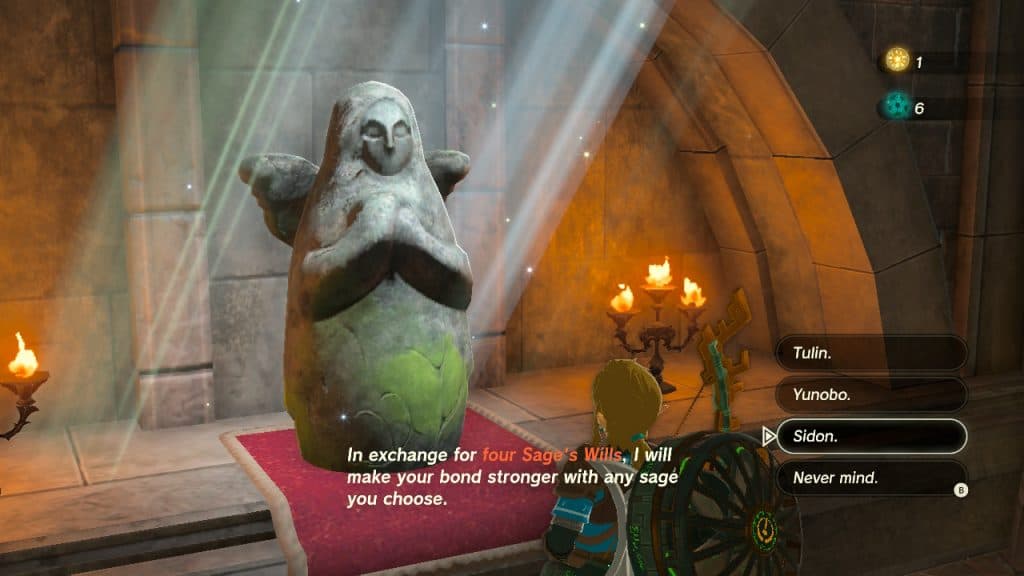 Link at a Goddess Statue