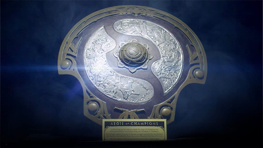 Image of the Aegis of Champions, trophy of The International championship in Dota 2.