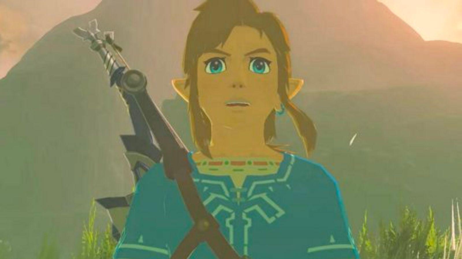 Link appearing surprised in Zelda: Breath of the Wild