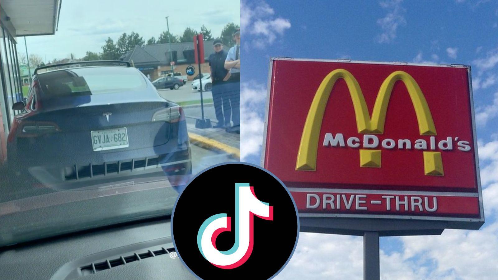 Tesla gets stuck at McDonalds