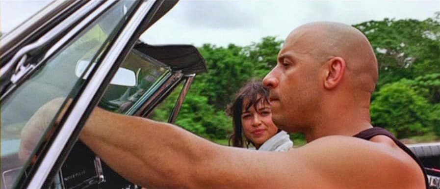 Vin Diesel and Michelle Rodriguez in Los Bandoleros