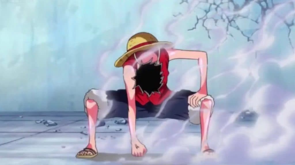 An image of Luffy using gear 2 in One Piece