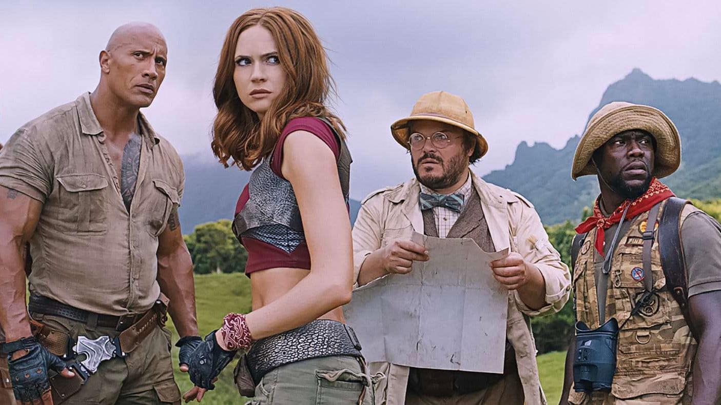 The cast of the most recent Jumanji movies.