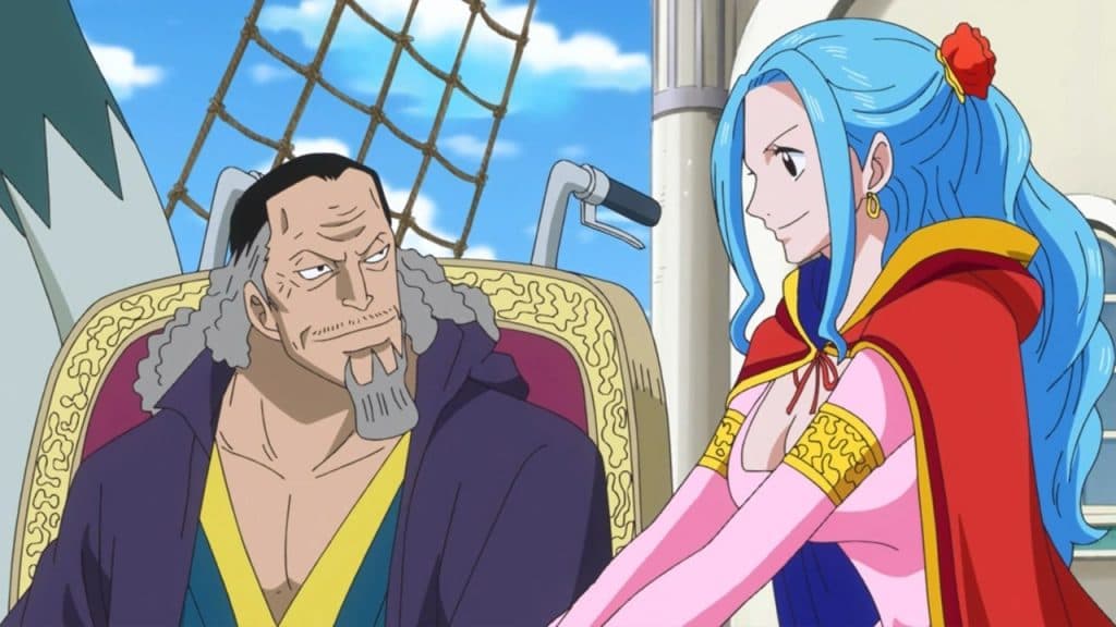 An image of King Cobra and Princess Vivi from One Piece
