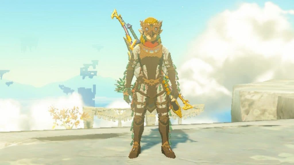 Link wearing the Glide armor set in Tears of the Kingdom