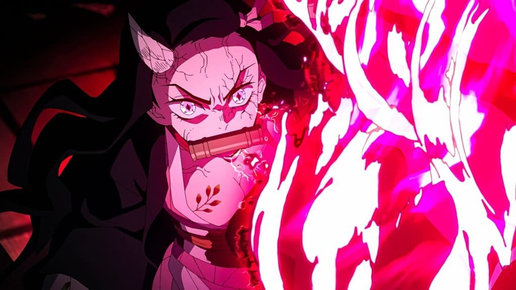 An image of Nezuko using her Blood Demon Art in Demon Slayer