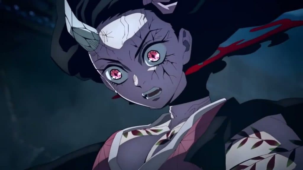 An image of Nezuko using her special ability in Demon Slayer