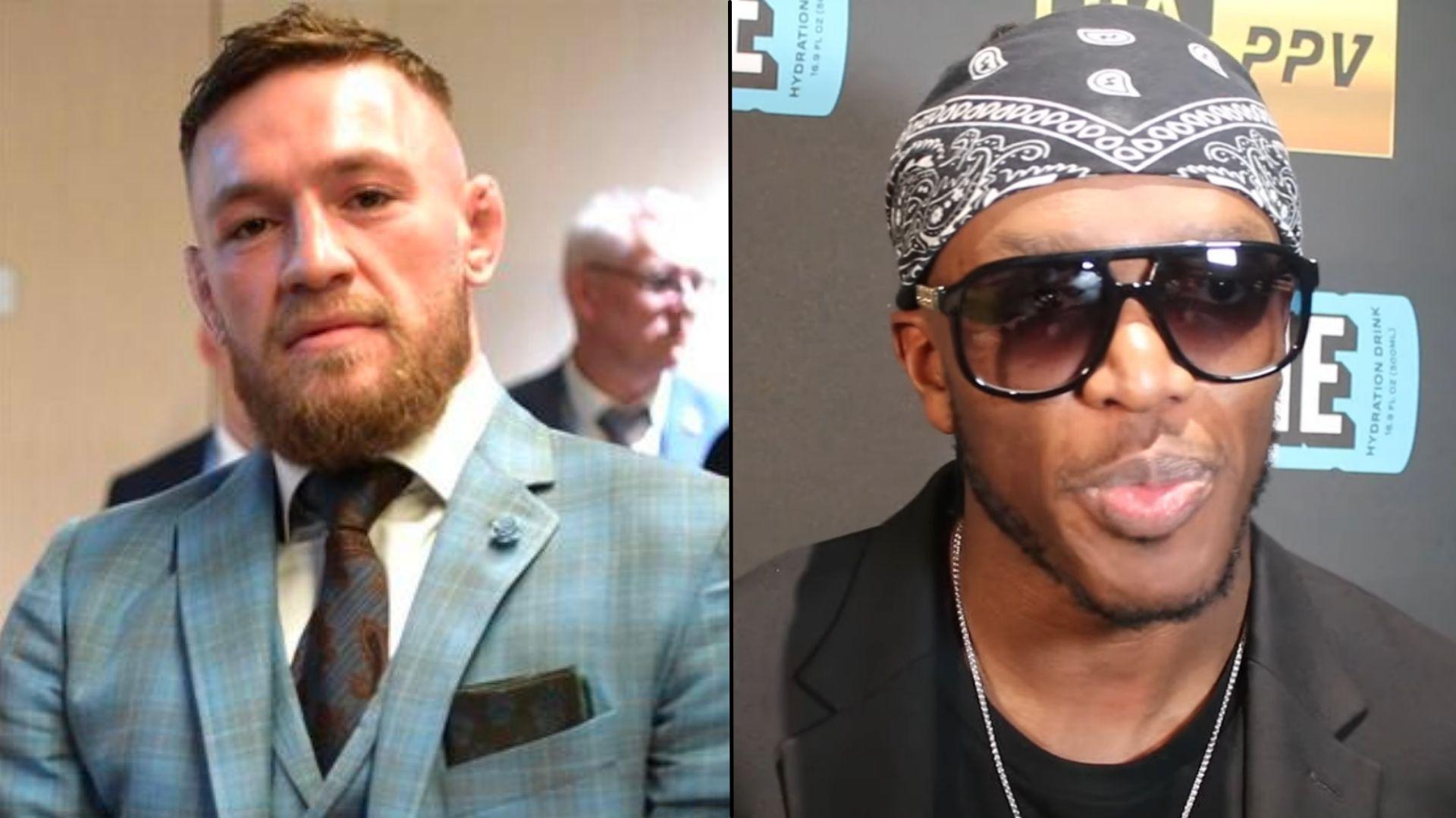 KSI and Conor McGregor side-by-side wearing suits