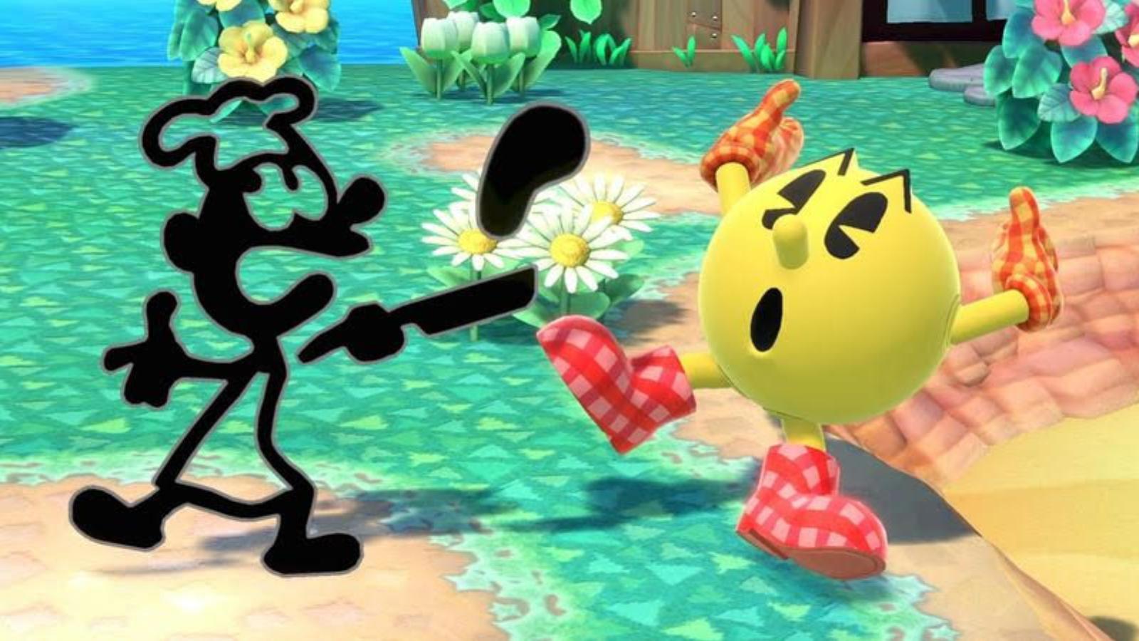 mr game and watch cooks pacman in smash