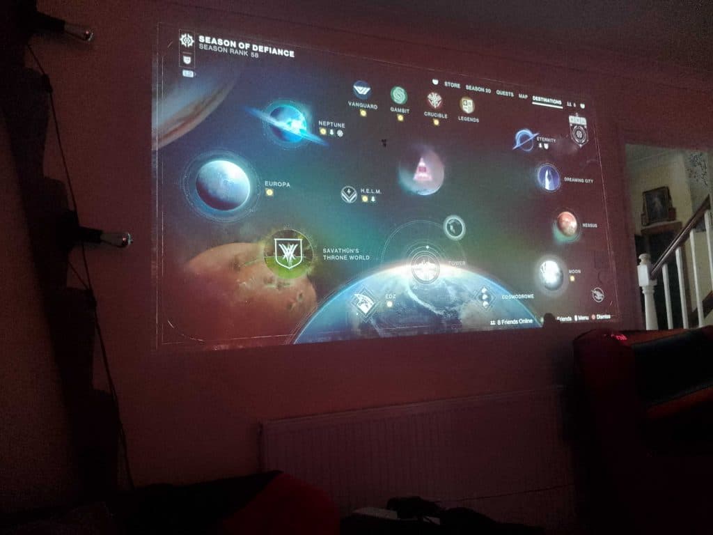 Destiny 2 being played on a wall