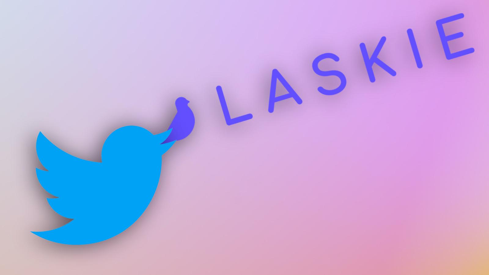 Twitter Logo eating the Laskie Logo