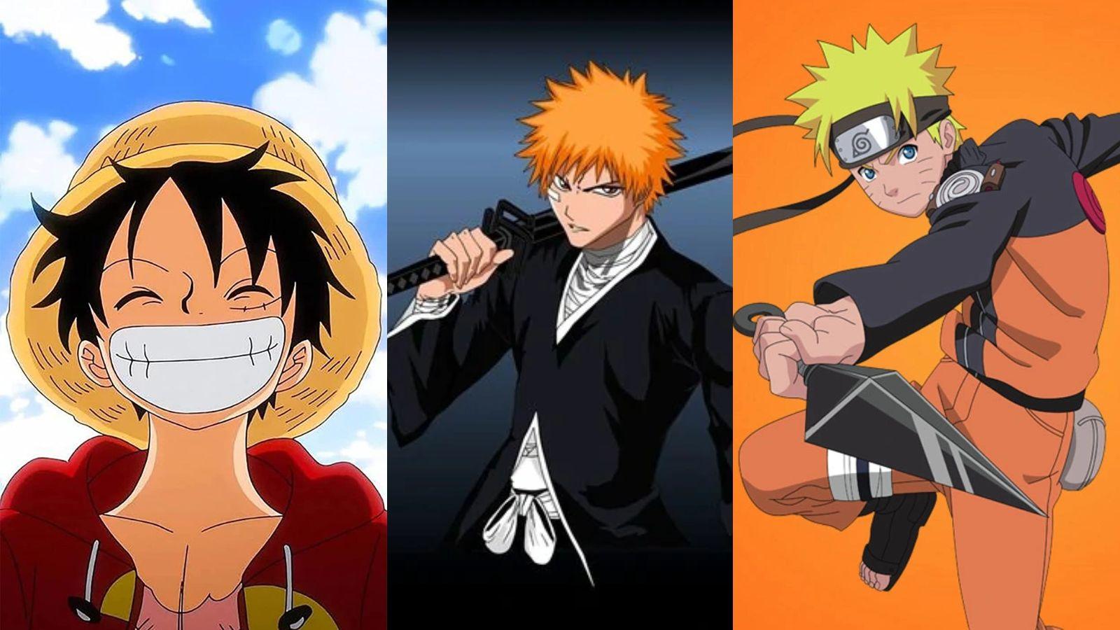 An image featuring the protagonist of One Piece, Bleach, and Naruto