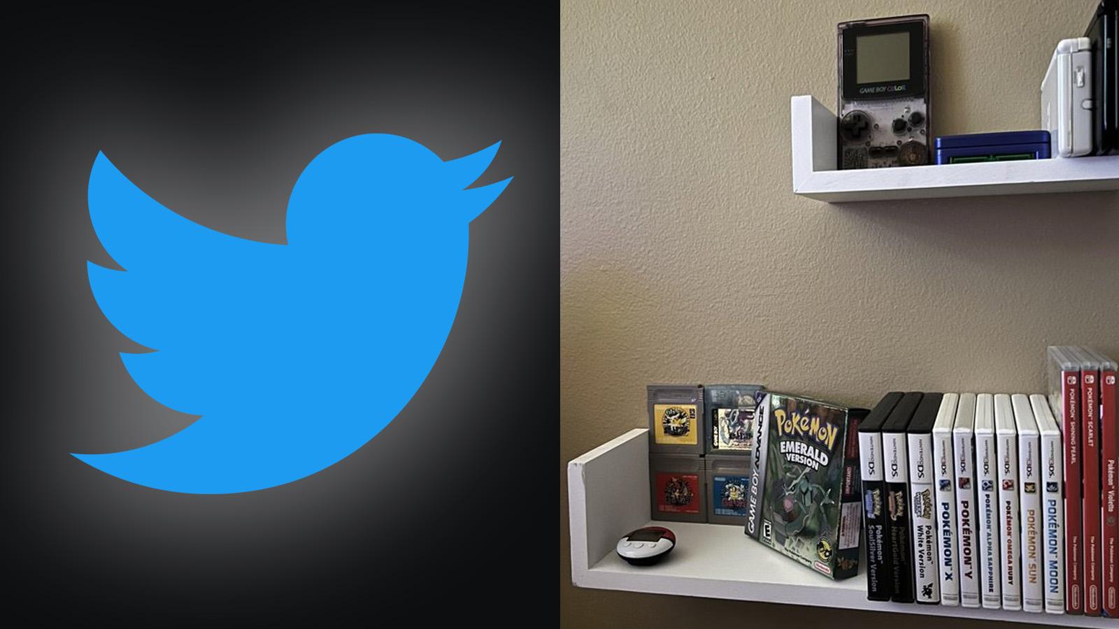Twitter Logo beside cant die pokemon collection