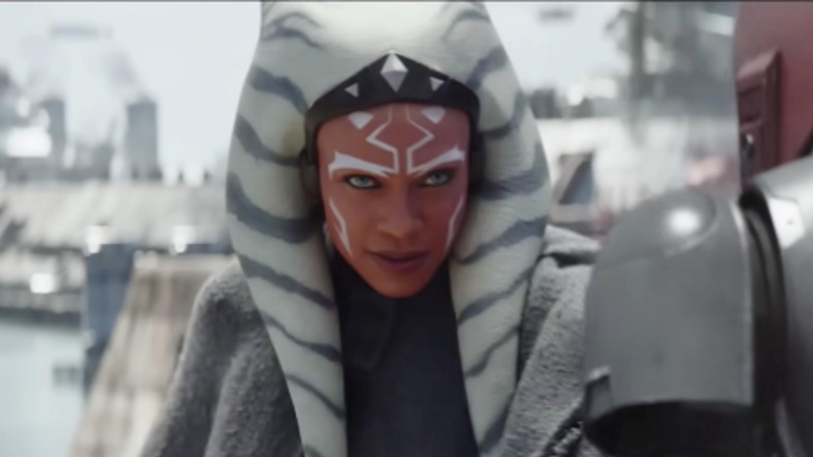 A close up of Rosario Dawn in costume for the Star Wars show Ahsoka