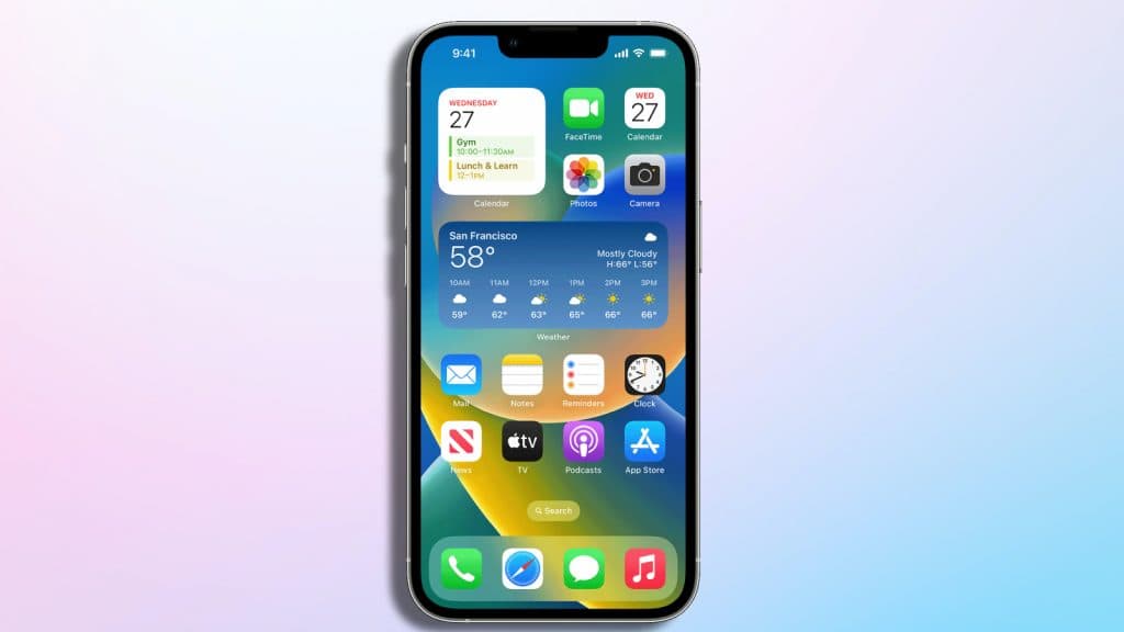 iPhone showing its homescreen